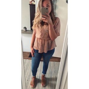 Blush pink floral blouse